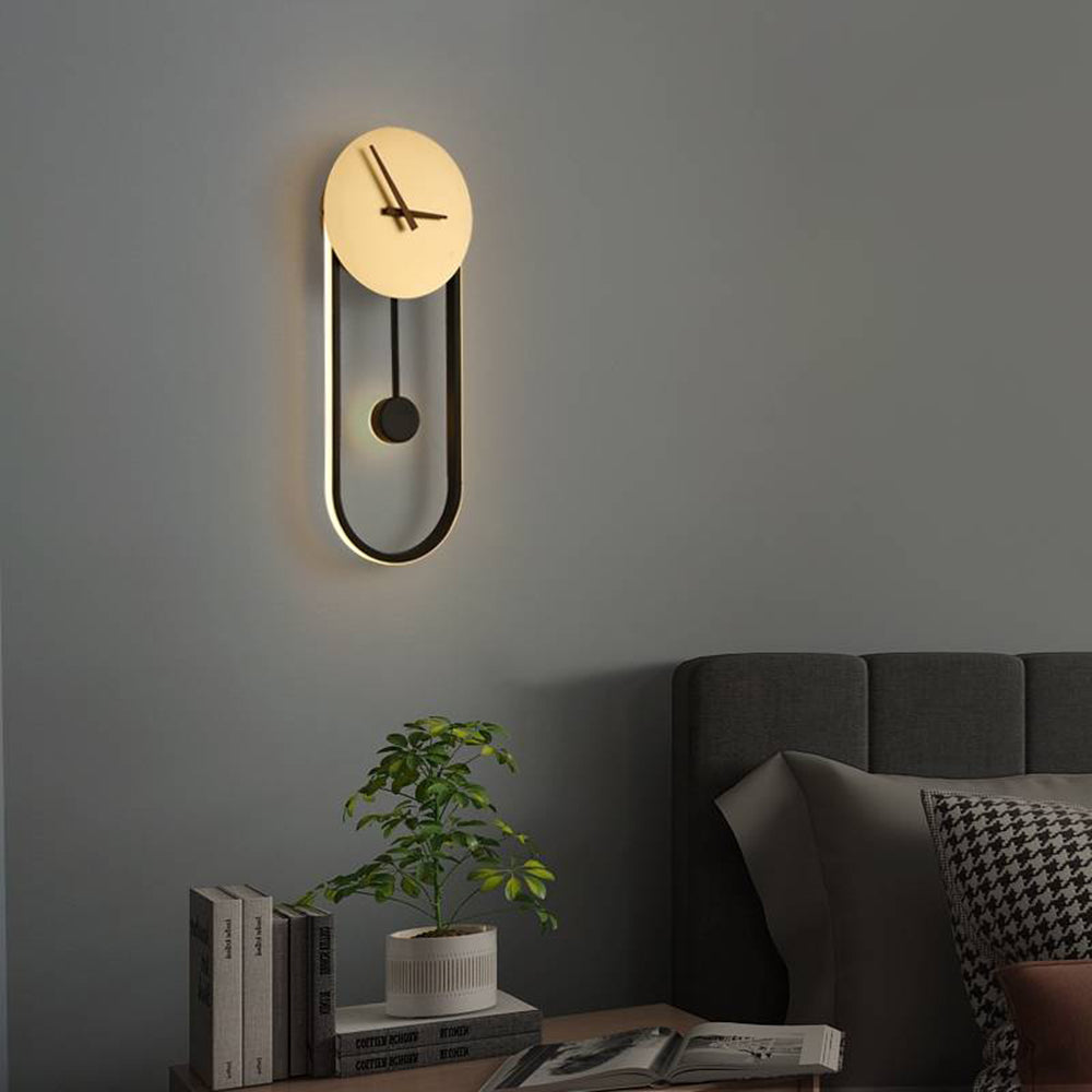 Luvudom Nordic Clock Wall Lamp, Gold & Black