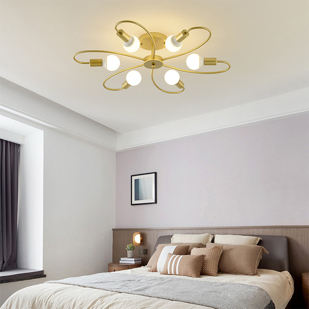 Pesubun Modern Metal Flush Mount Ceiling Light, Black/Gold