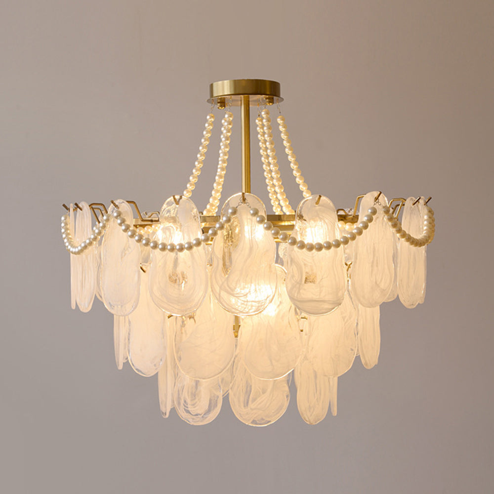 Lopagar Elegant Pearl/Glass/Metal Chandelier, White