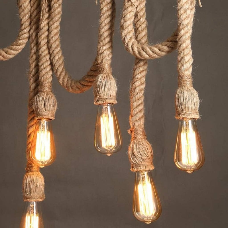 Ranobal Vintage Wood/Rope Pendant Light, Living Room