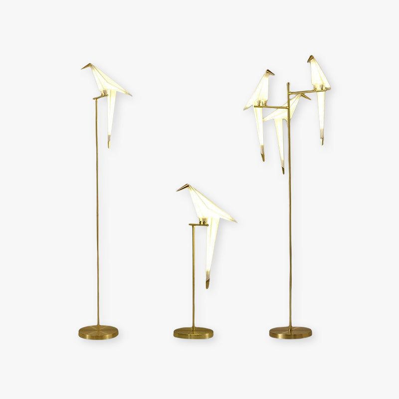 Merenar Nordic Bird Table /Floor Lamp, Gold, 1/2/3 Light