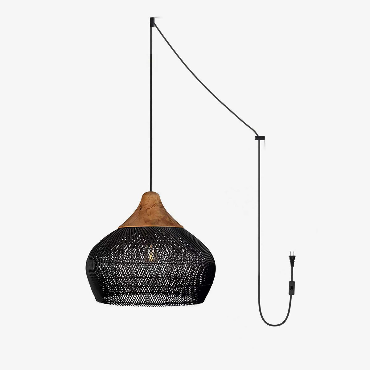 Braided Rattan Swag Pendant Lamp