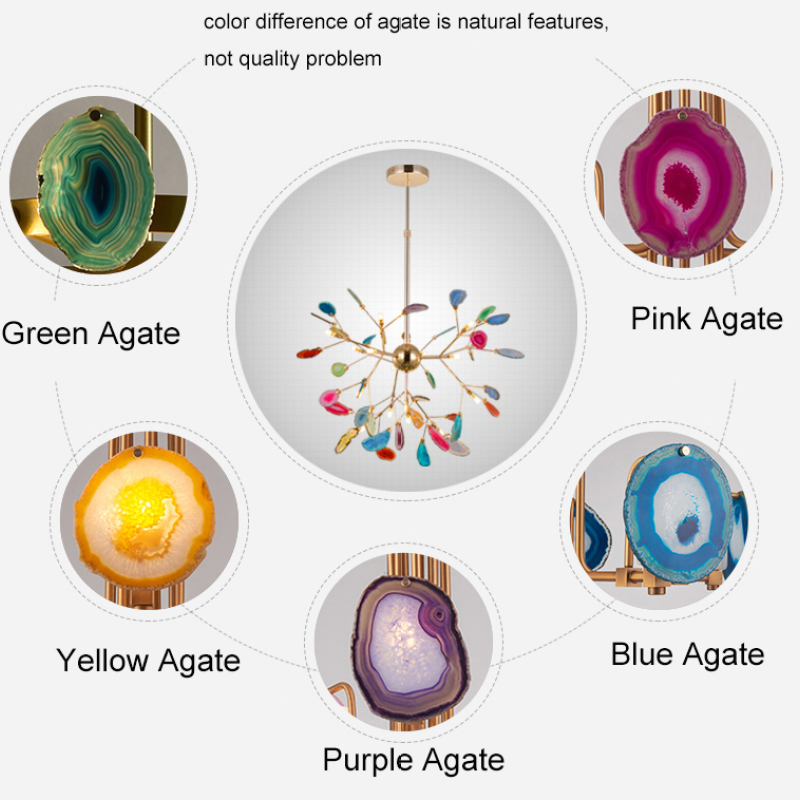 Jadekit Agate Creative Colourful Chandelier Bedroom/Living Room