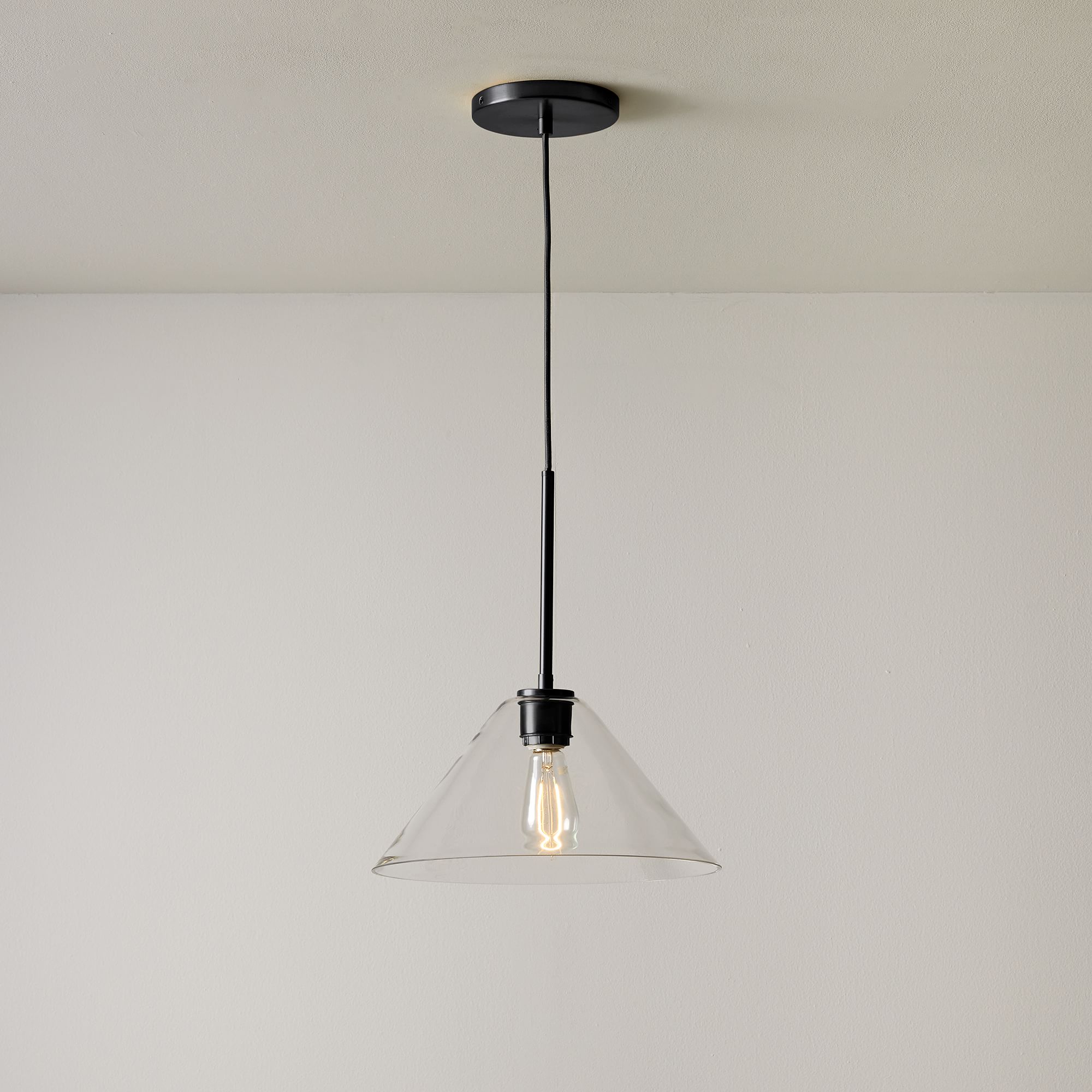 Cone Milk Clear Glass Cone Pendant Light for Kitchen