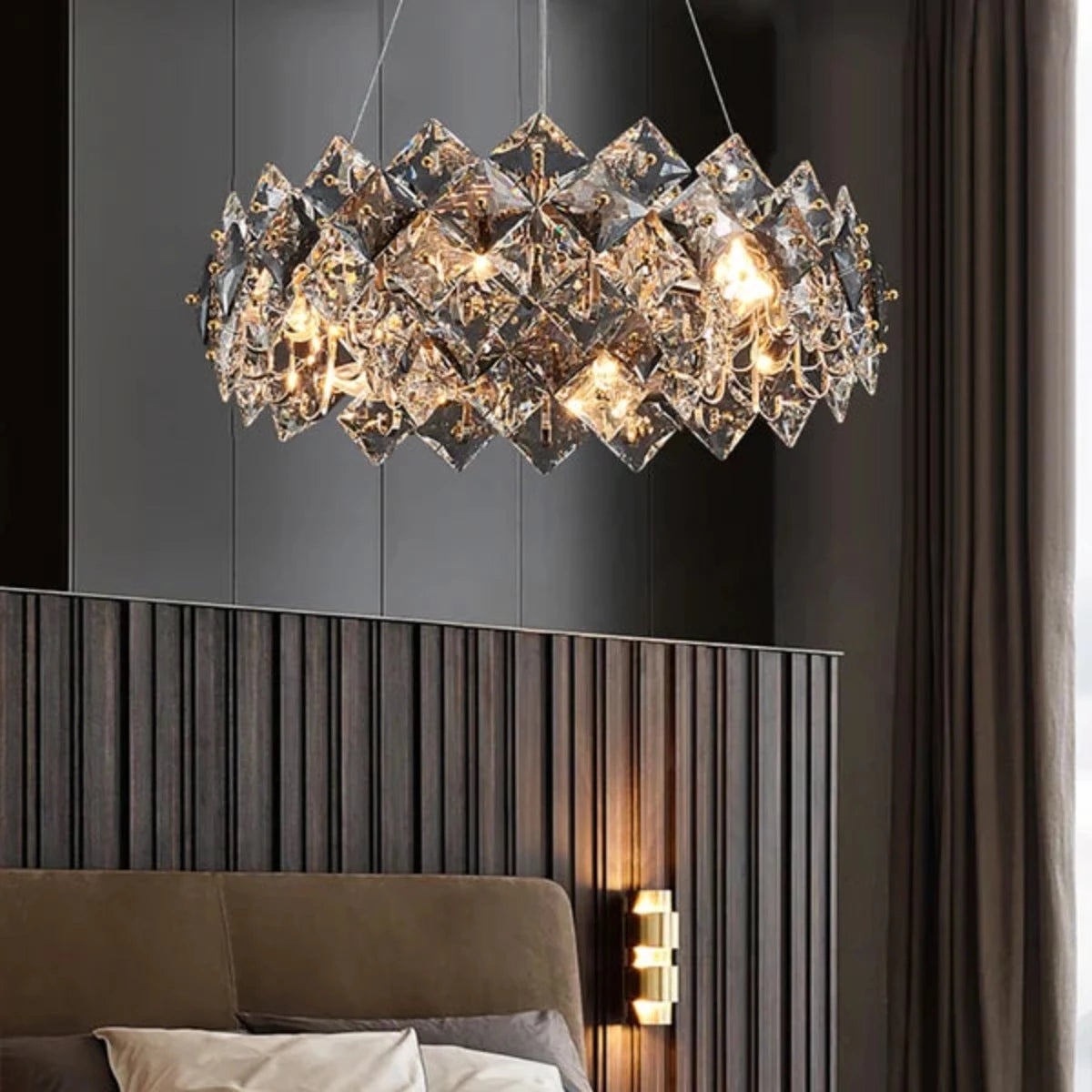 Kevodak Modern 6-Light Tiered Crystal Chandelier With Adjustable Cables