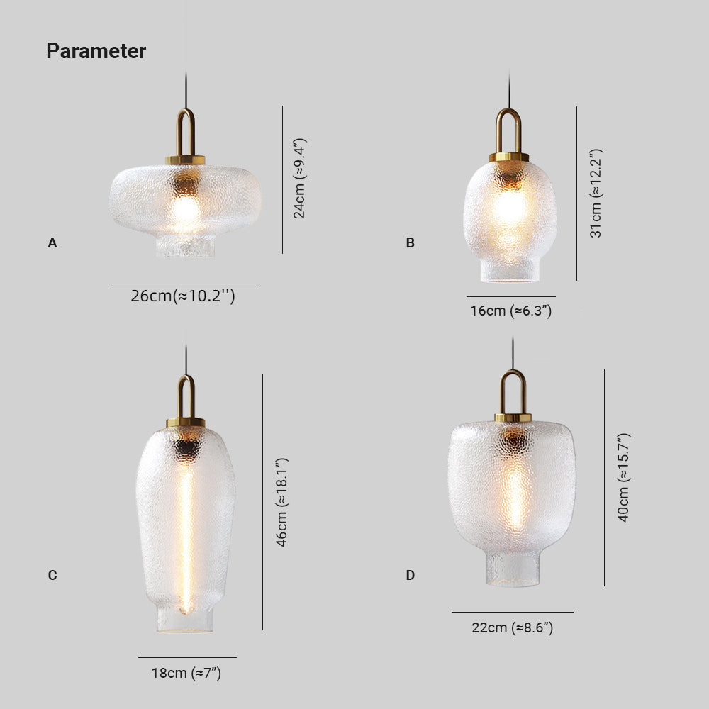 Hakogos Minimalist Blown Frosted Clear Glass Pendant Light
