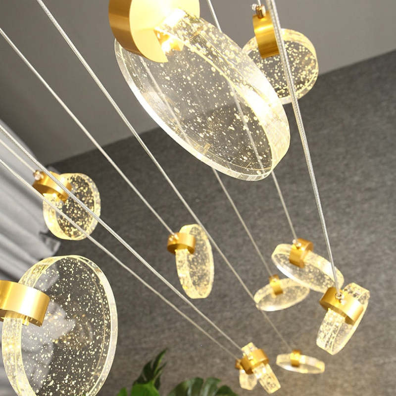 Devikir Luxury Circular Ripple Round Crystal Golden Chandelier