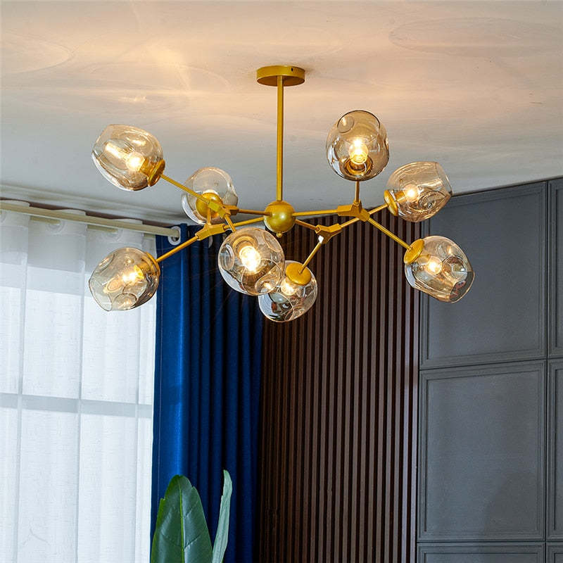 Pobibem Modern Bubble Metal Pendant Light, Black/Gold