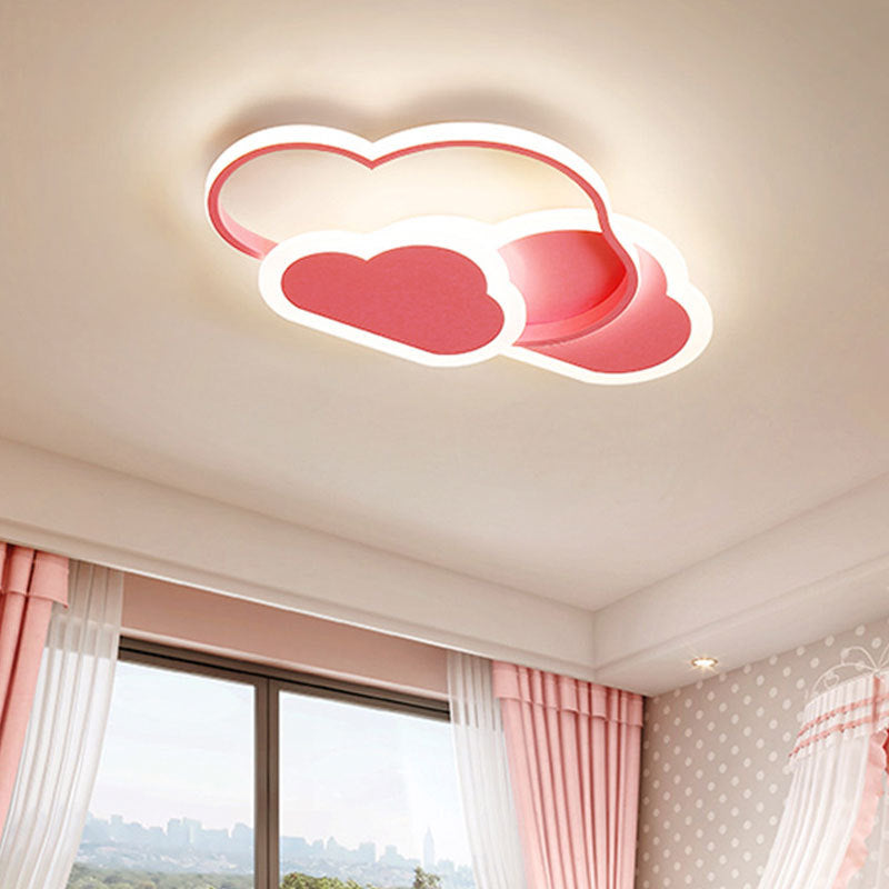 Waredok Modern Ceiling Light Hollow, Cloud Shape, White/Pink