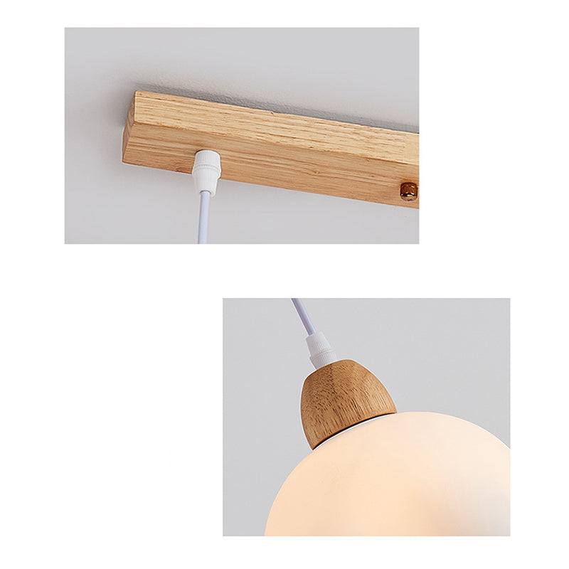 Holagon Minimalist Flower /Wood Pendant Light, White