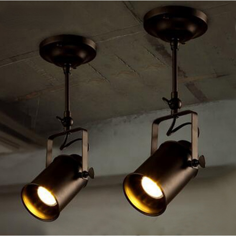 Tudelir Vintage Adjustable Semi-Flush Mount Ceiling Light, Black