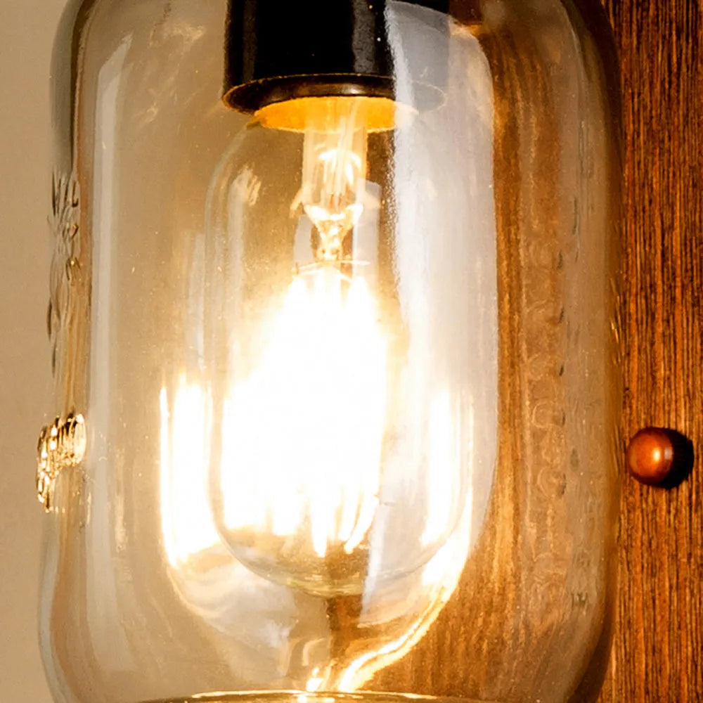 Zanibik Vintage Jar Shape Wood Metal Wall Lamp