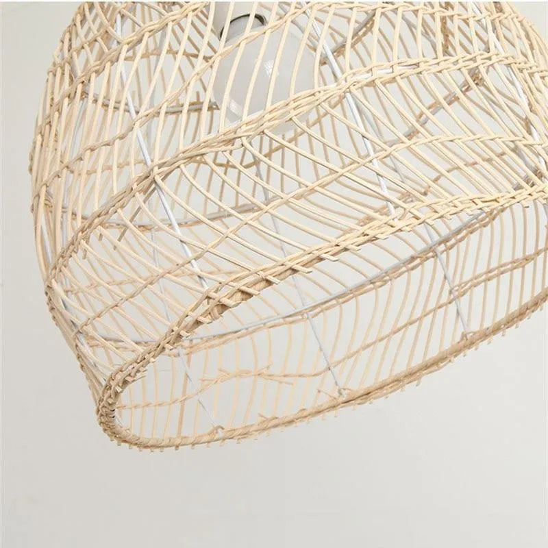 Lixi Rattan Bamboo Lampshade Hand Knitted Pendant Light-Neutral Decor