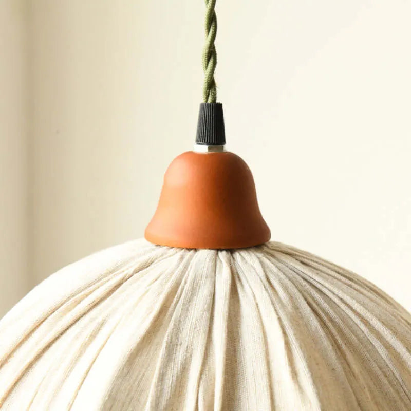 Teo Vintage Pendant Light Beige, Fabric-Neutral Decor