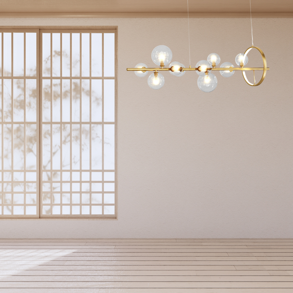 Lasogul Modern LED Chandelier Gold Glass Living/Dining Room