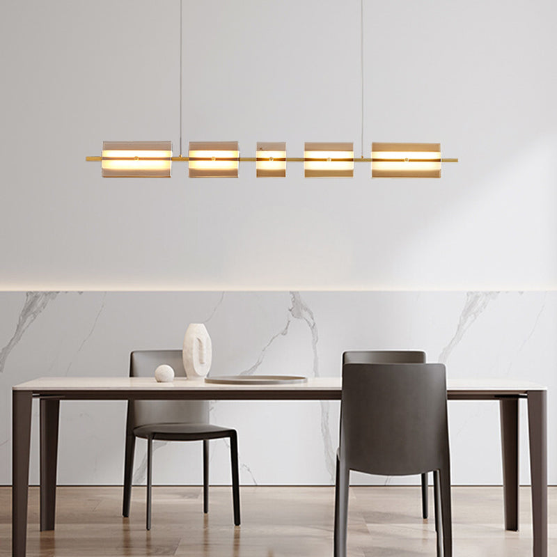 Kulasol Modern Nordic Linear Metal/Glass Pendant Light, Brass/Black