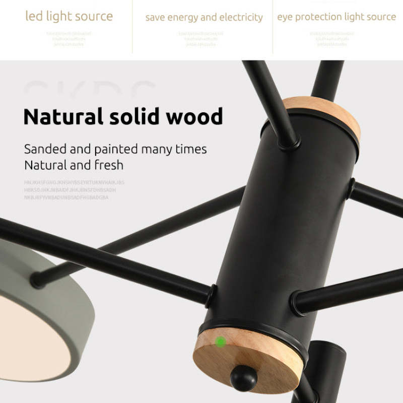 Gativun Pendant Light LED, Metal & Wood, Grey/White/Gold