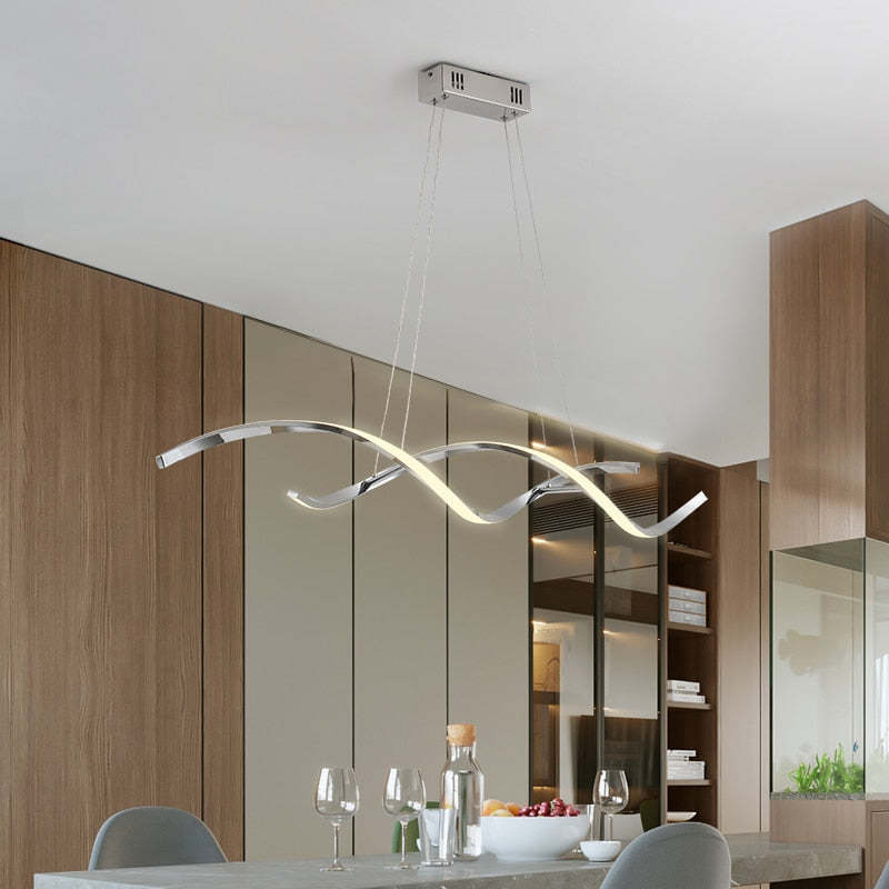 Mubibol Modern Wavy Metal/ Pendant Light, Chrome/Gold