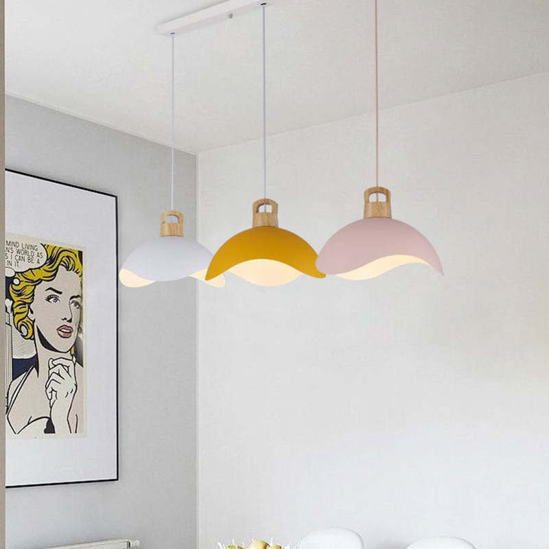 Hobokik Colorful Shade Single Pendant Lights, Wood & Metal