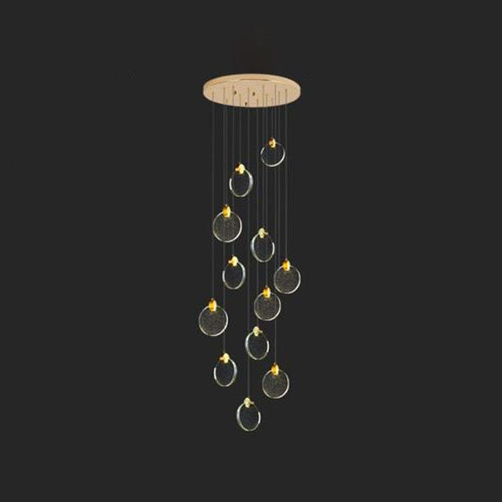 Devikir Luxury Circular Ripple Round Crystal Golden Chandelier