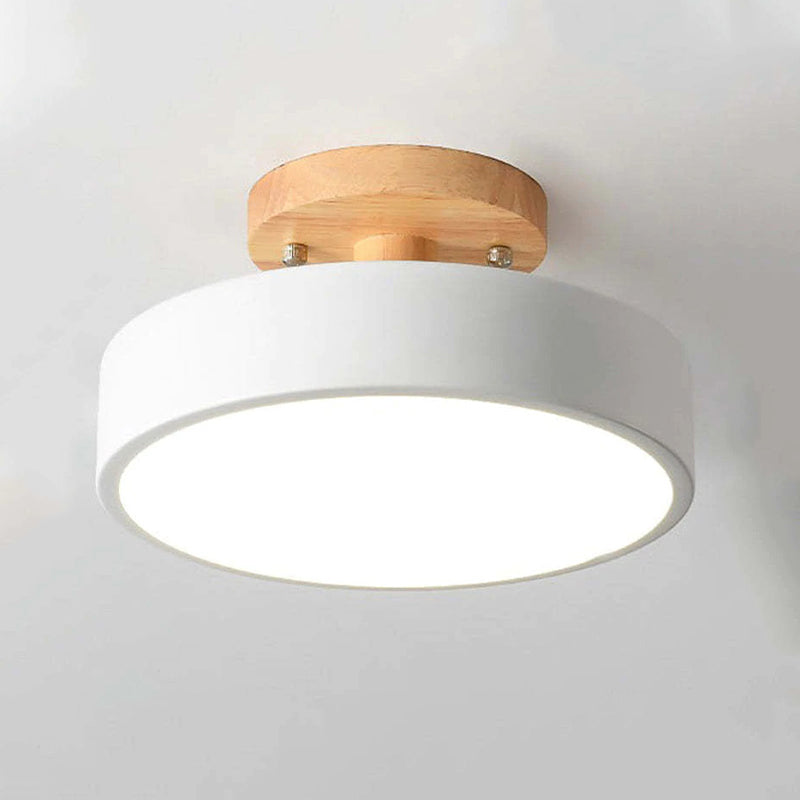 Zera Round LED Flush Mount Ceiling Light Modern Wood Colorful-Neutral Decor