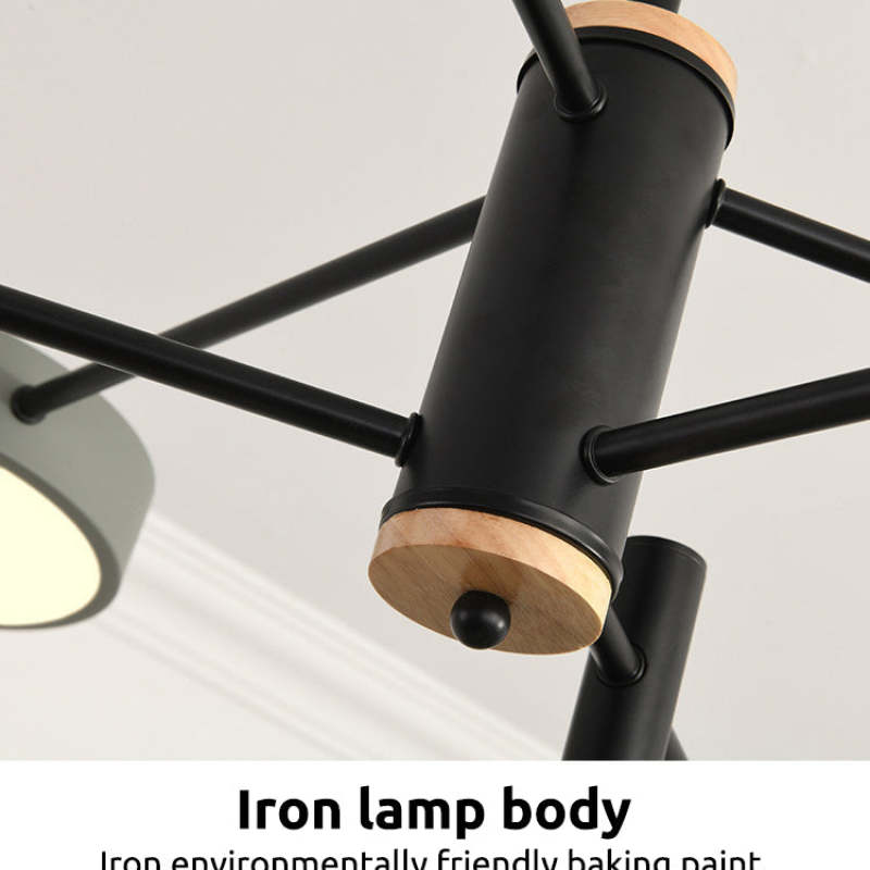 Gativun Pendant Light LED, Metal & Wood, Grey/White/Gold