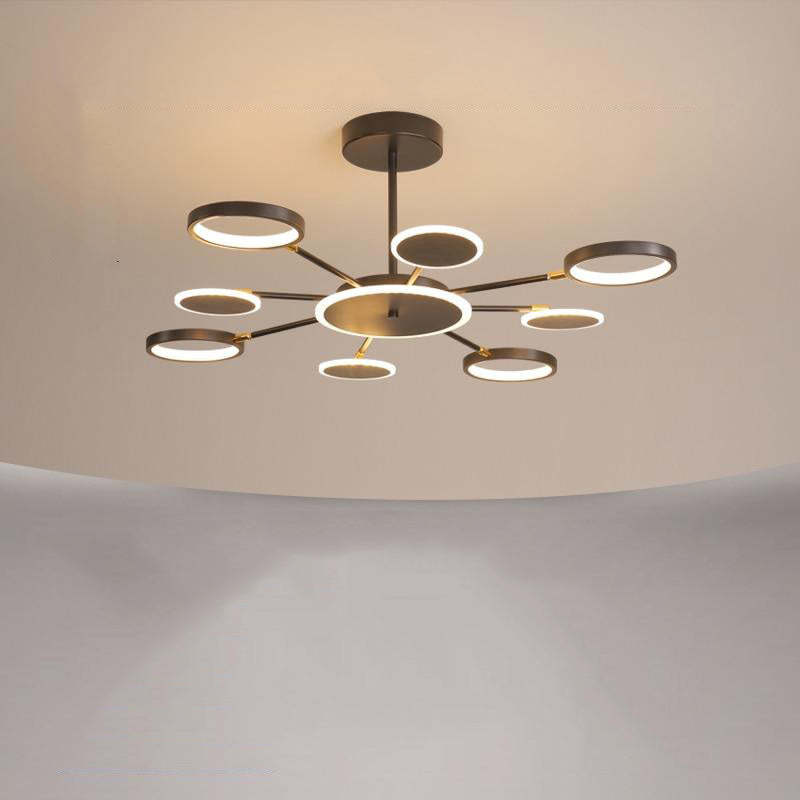 Juvidon Modern Led Chandelier, Geometric, Black Dimmable