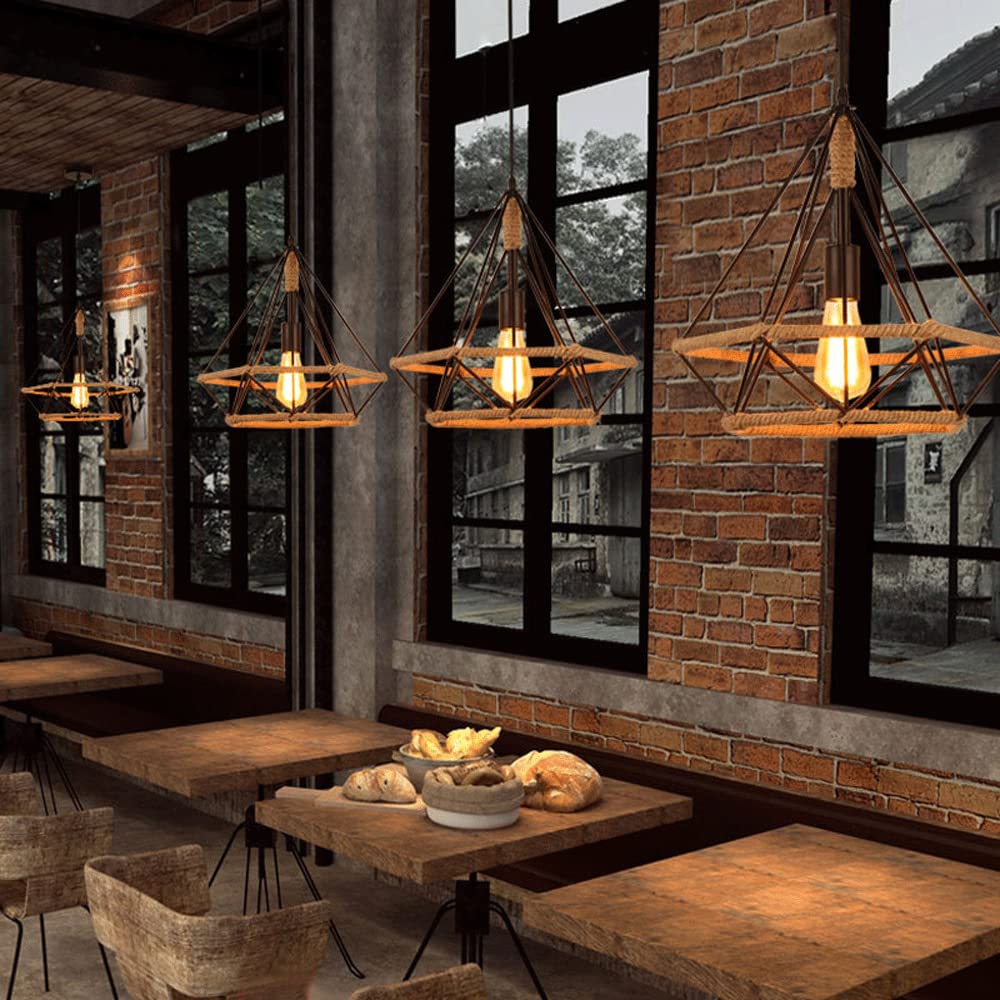 Juporelu Countryside Diamond Pendant Light Black Metal Kitchen/Cafe