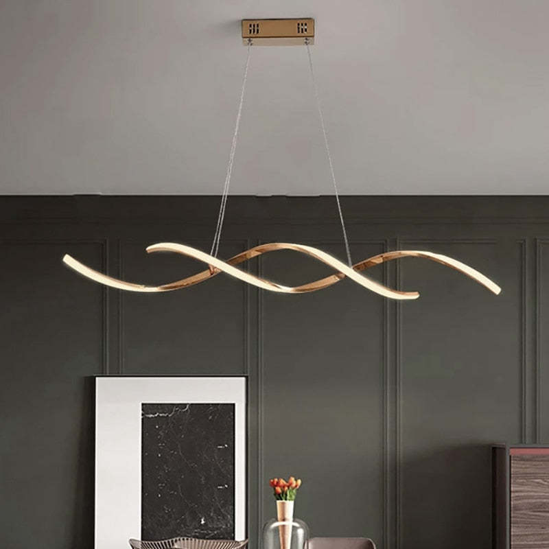Mubibol Modern Wavy Metal/ Pendant Light, Chrome/Gold