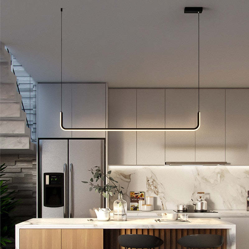 Sorev Modern Linear Pendant Light Double Frame, Black/Gold-Neutral Decor