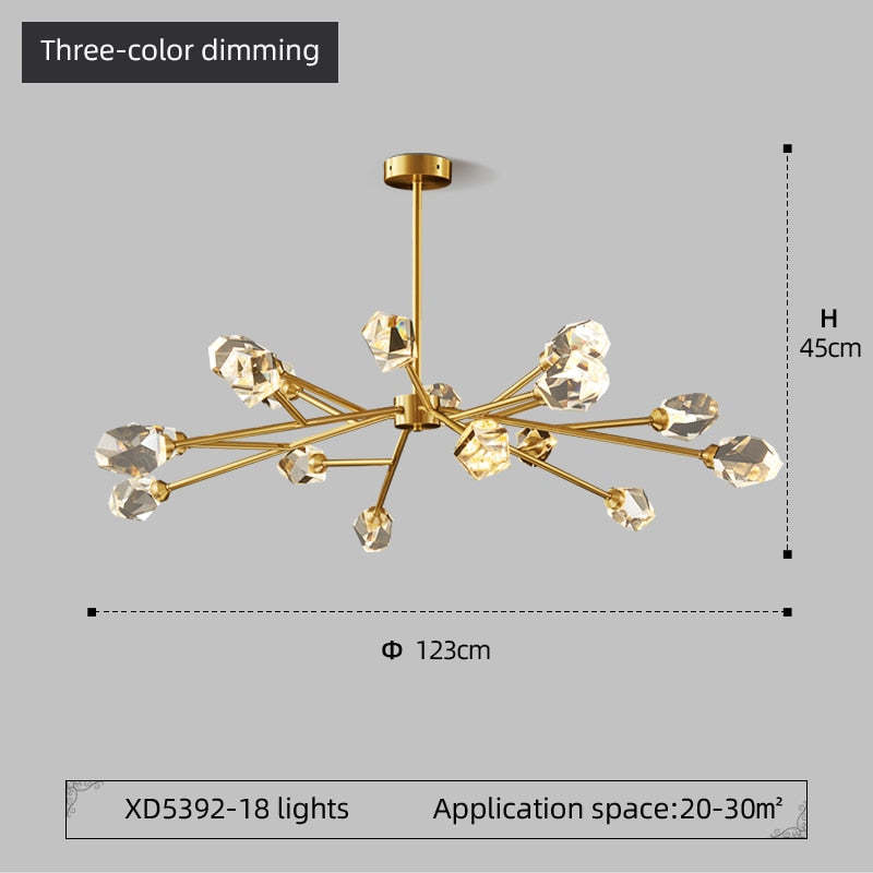 Degulak Luxurious Crystal Chandelier Living Room Golden