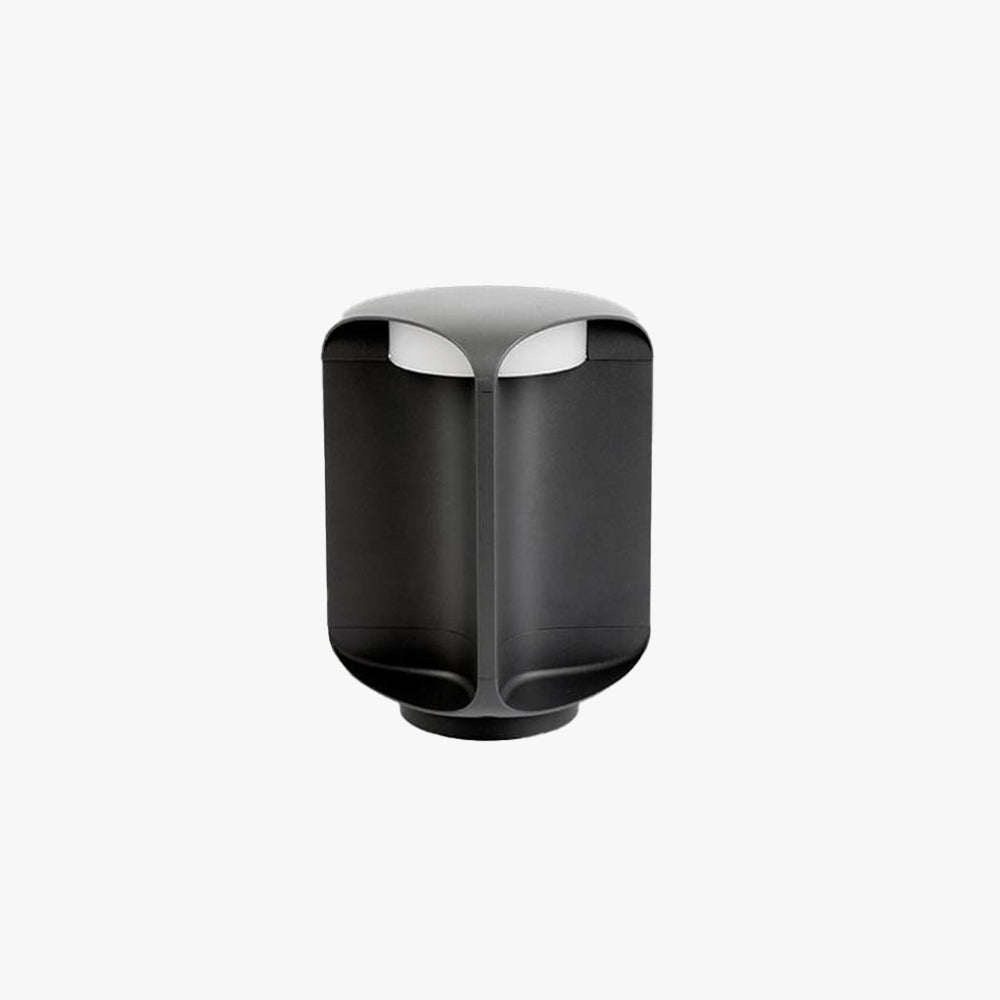 Tilobul Minimalist Cylinder Outdoor Floor Lamp, Metal/Glass, Black