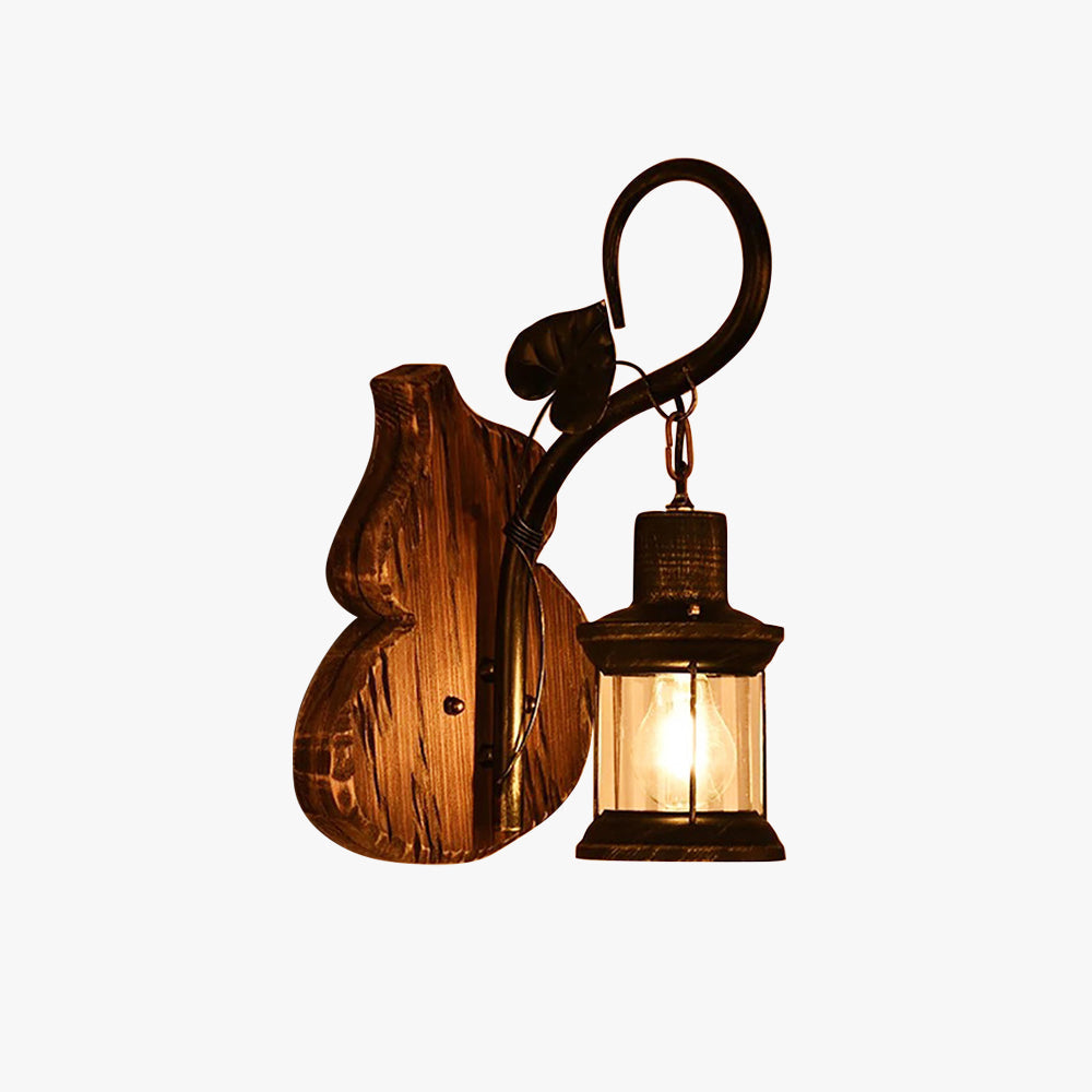 Foduron Wall Lamp Cucurbits/Candle Vintage, Wood/Metal, Bedroom
