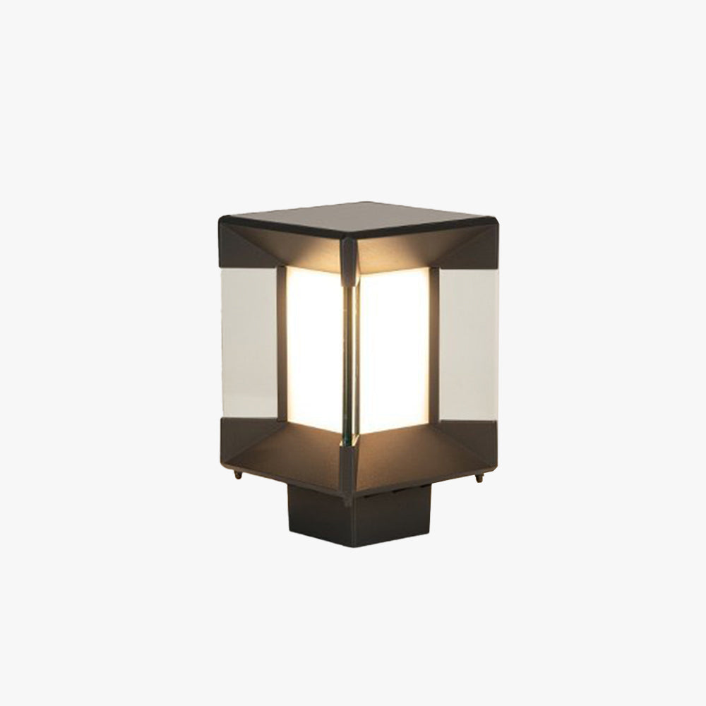 Piluger Modern Rectangular Metal Glass Outdoor Lamp, Black/Black-Gold