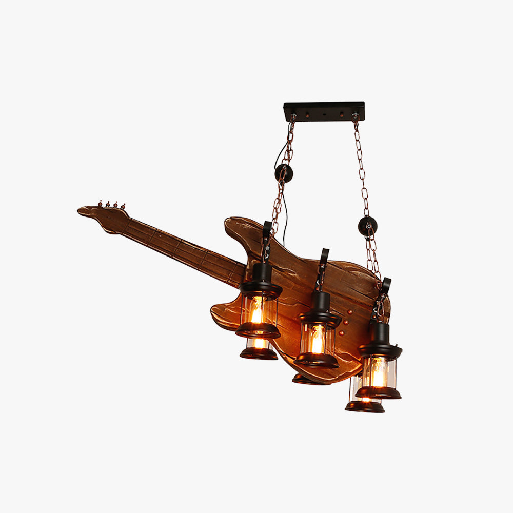 Zikukir Farmhouse Guitar Pendant Light, Metal/Wood, Walnut
