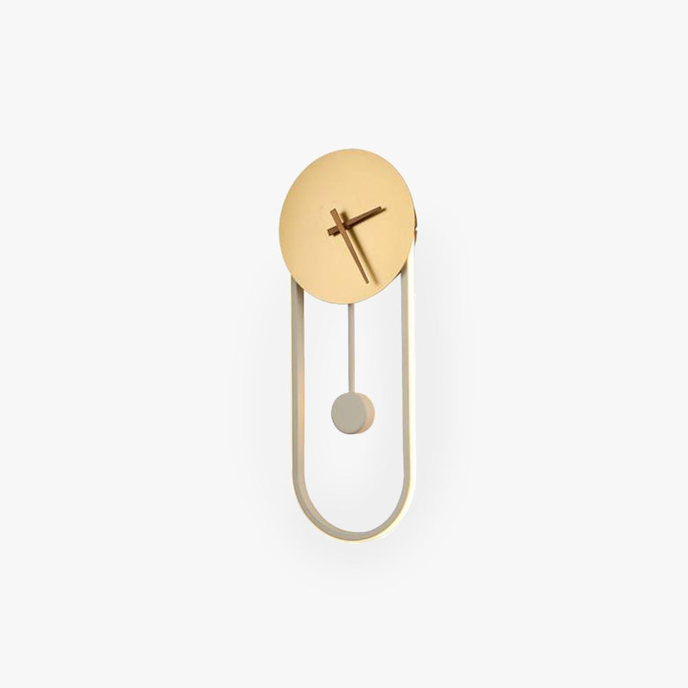Luvudom Nordic Clock Wall Lamp, Gold & Black