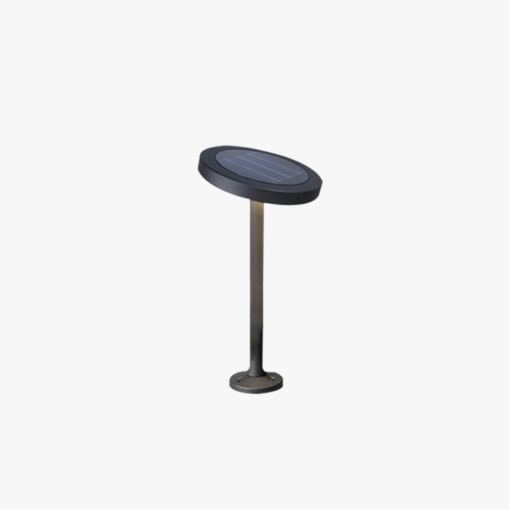 Maradek Modern Metal Disc Solar Outdoor Bollard Light, Black