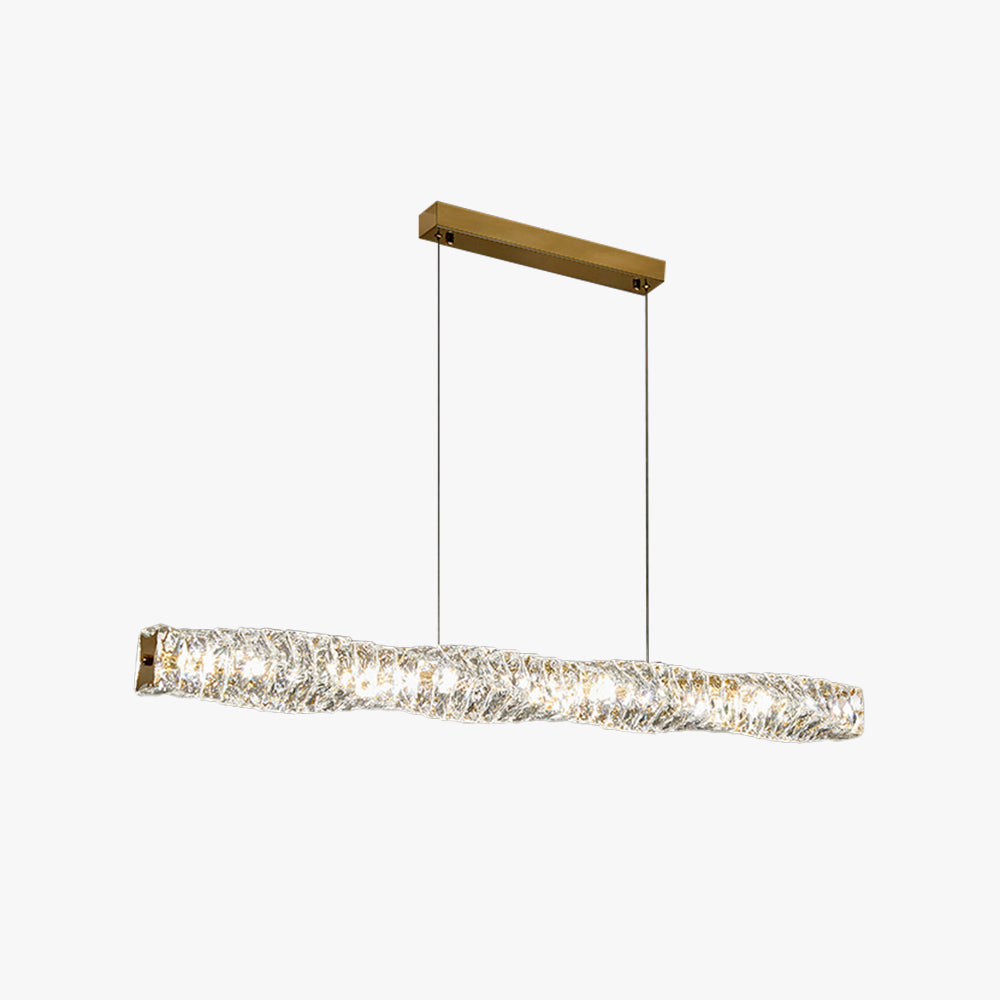 Jonadit Crystal Sliver and Gold Pendant Light, Stainless Steel