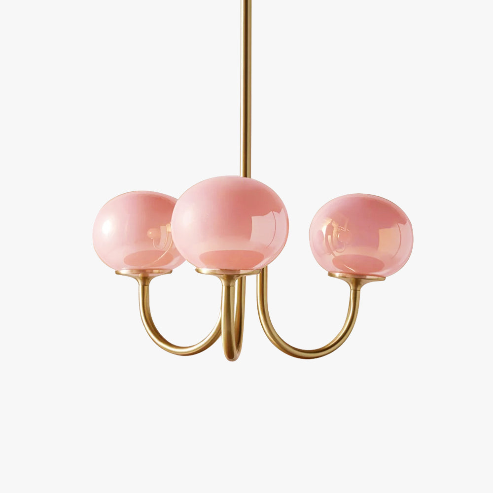 Zonepir Retro Art Deco Globe Chandelier, White/Pink/Beige