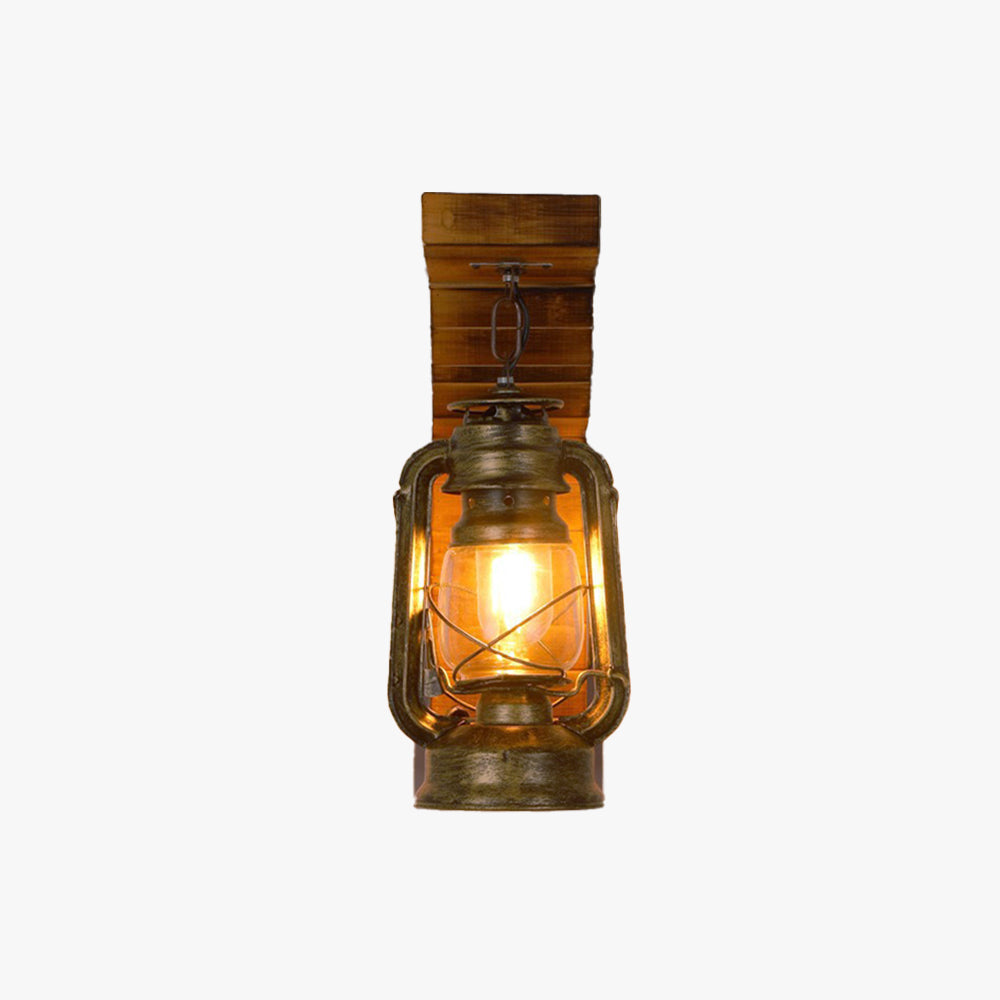 Orlena Wall Lamp Lantern Vintage Wooden Rustic-Neutral Decor