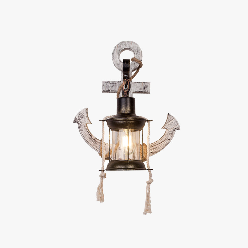 Ceturan Anchor Lantern Wall Lamp, Vintage/Antique, Wood, Bedroom