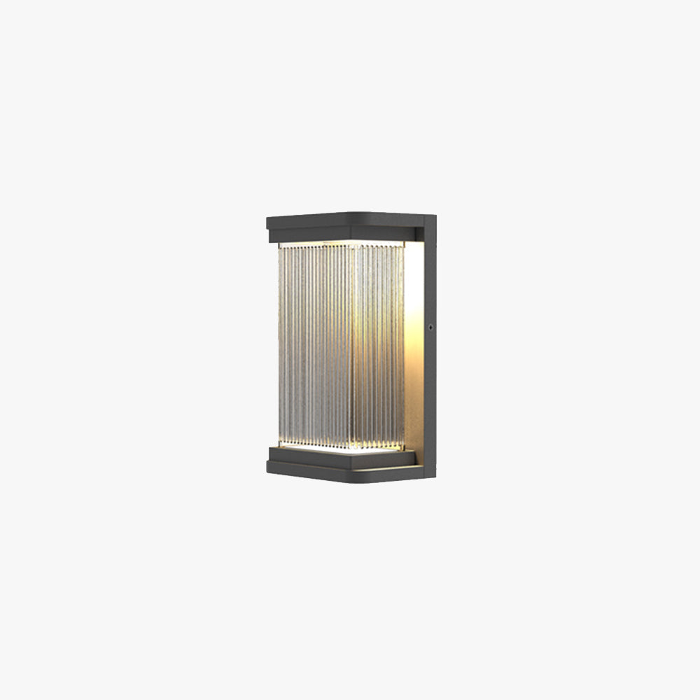 Fetenak Minimalist Rectangular Glass Outdoor Wall Lamp, Black