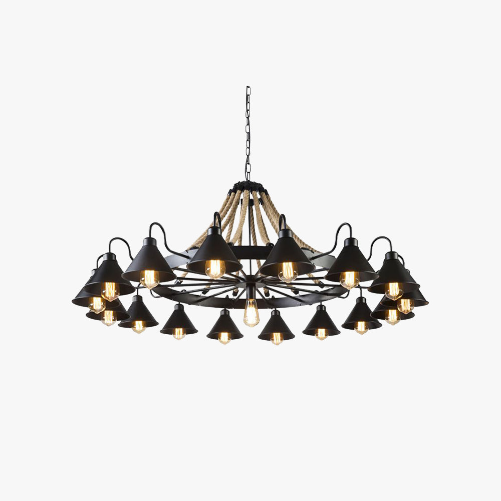 Jopabek Vintage Industrial Rope Chandelier Living Room
