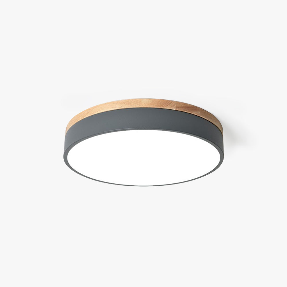 Losupak Nordic LED Round Flush Mount Ceiling Light Wood Color