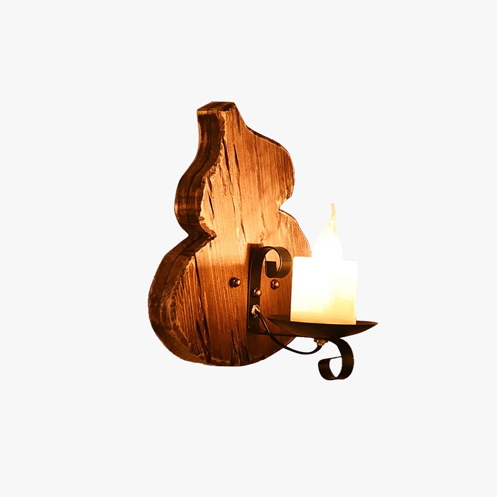 Zulubar Wall Lamp Cucurbits/Candle Vintage, Wood/Metal, Dining Room