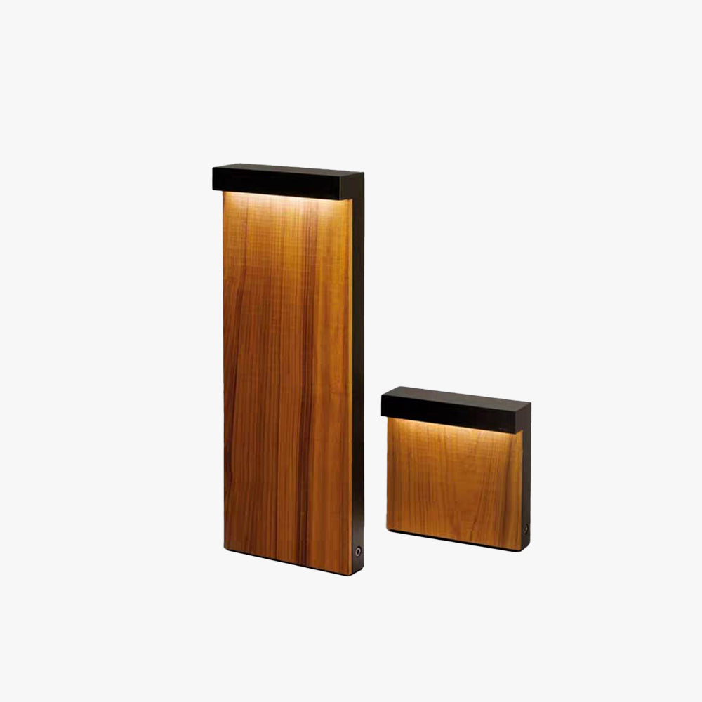 Labemut Modern Metal Rectangular Outdoor Path Light, Wood