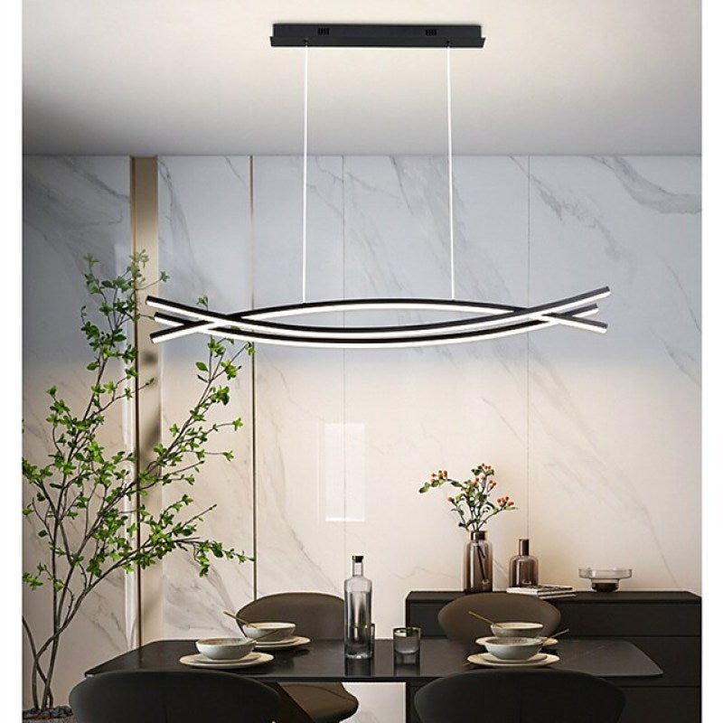 Beribar Modern Linear Metal Pendant Light, Black
