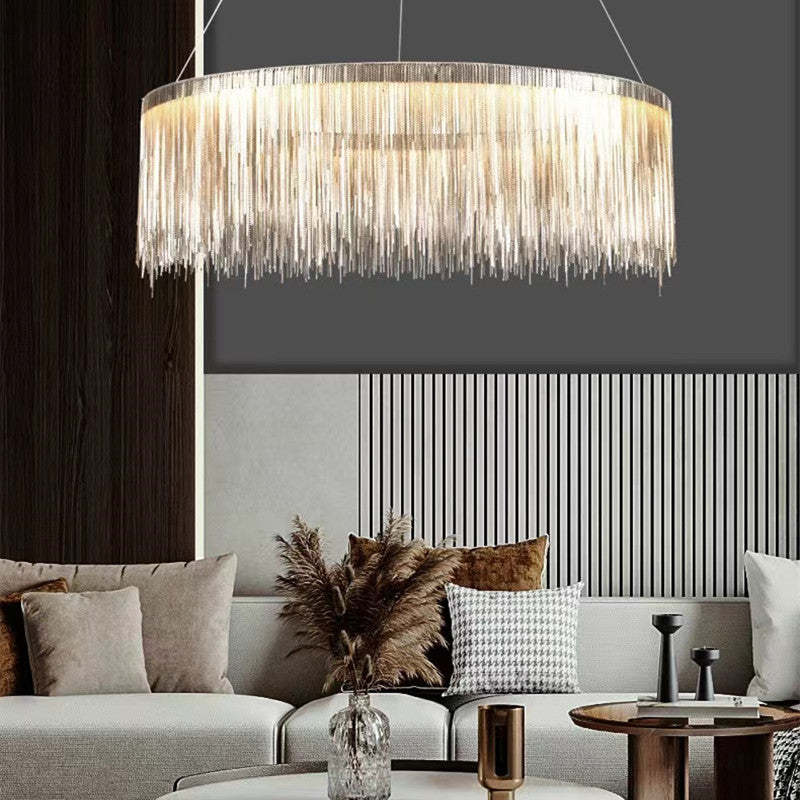 Potenor Tassel Chain Art Deco Pendant Light Silver/Gold Living Room/Hall