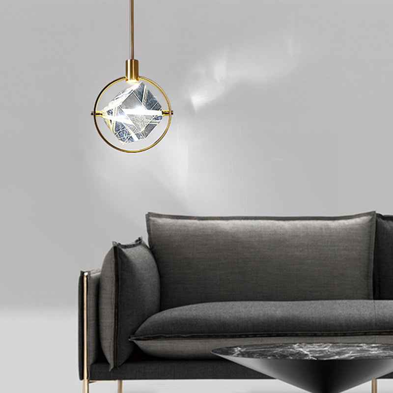 Samiror Modern Luxury Geometry Metal/Crystal Pendant Light, Gold