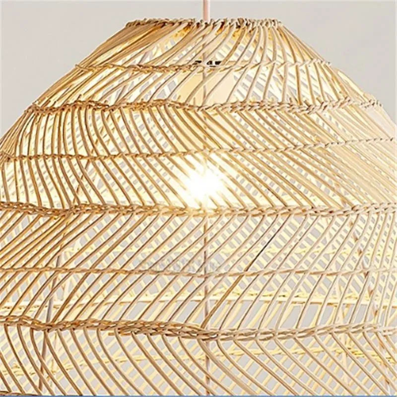Lixi Rattan Bamboo Lampshade Hand Knitted Pendant Light-Neutral Decor